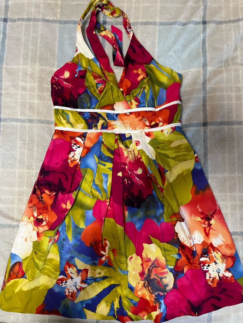 BCX Halter Floral Dress in Fuchsia, Green, Blue, Orange